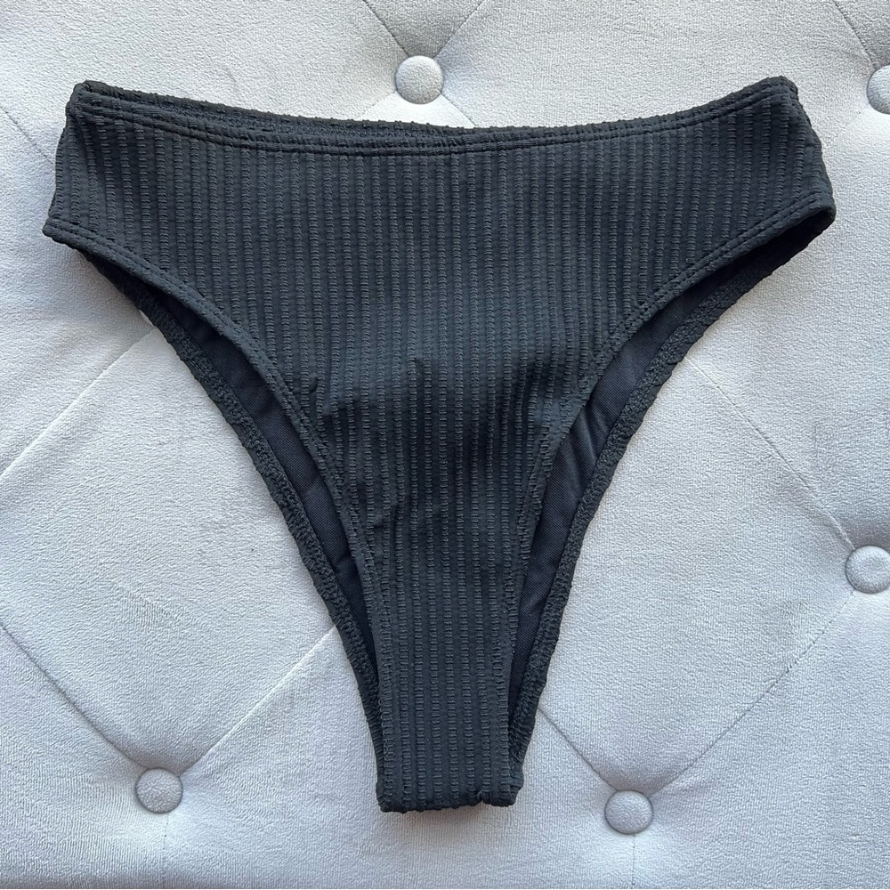 Black Ribbed Bikini Bottoms - size S - NWOT
